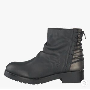 FLY LONDON SHOES BUST BLACK/BRONZE Ankle Bootie Size 37  6-6.5 New